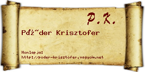 Póder Krisztofer névjegykártya