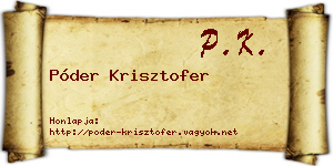 Póder Krisztofer névjegykártya